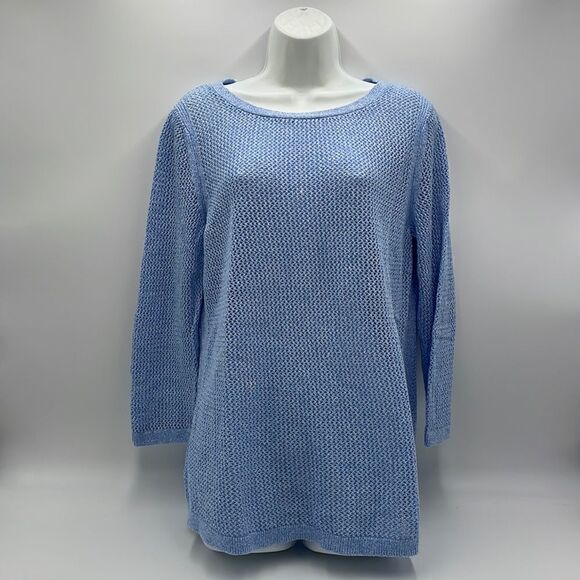 Blue 100% cotton Talbots sweater - Picture 1 of 9